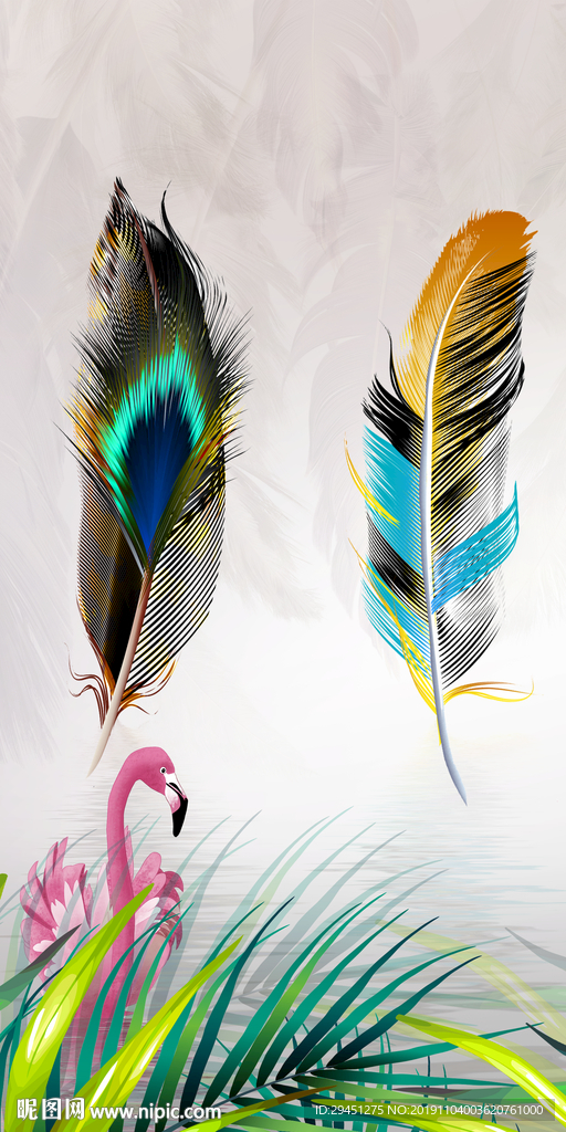 羽毛北欧装饰玄关 TIF分层