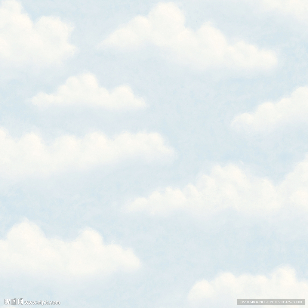 手绘白云儿童壁纸背景墙