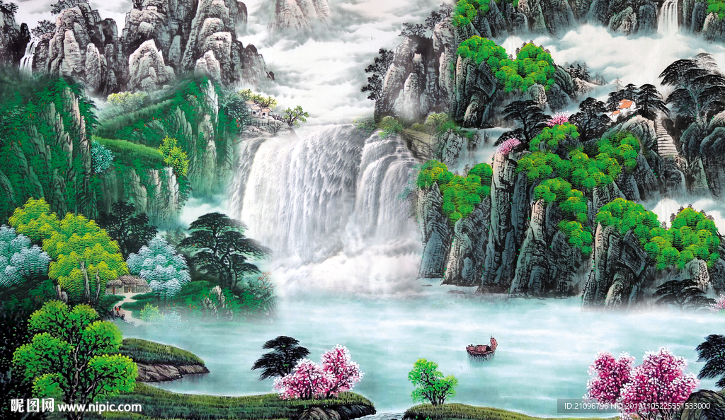 山水国画背景墙