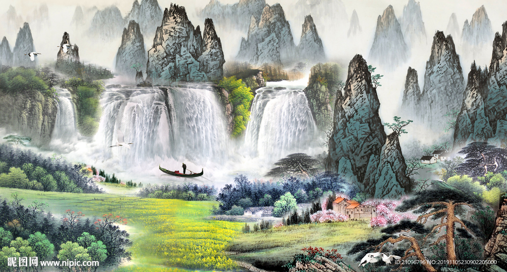 电视背景 国画山水