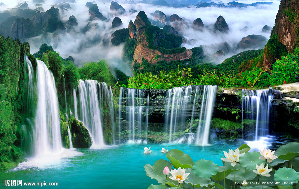 电视背景墙 山水风景