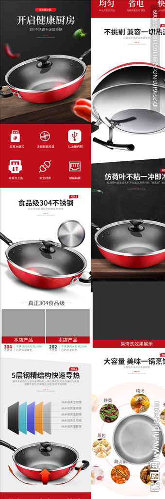 不锈钢炒锅详情页