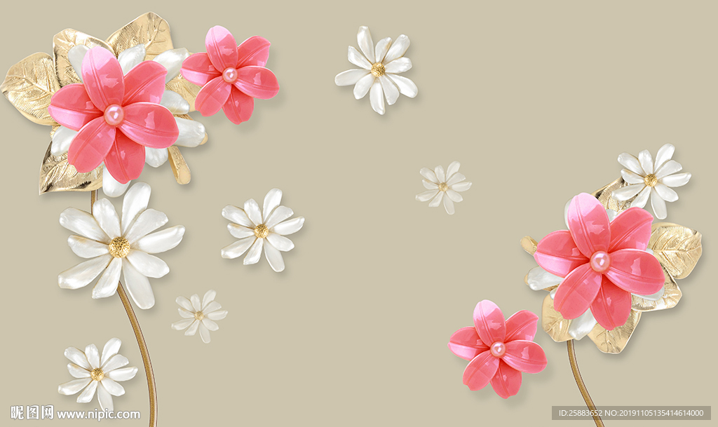 鲜花花朵电视背景墙