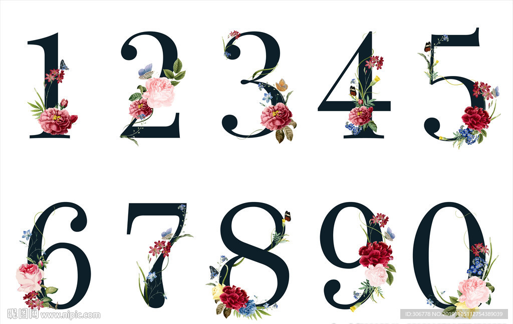 花型数字图案矢量