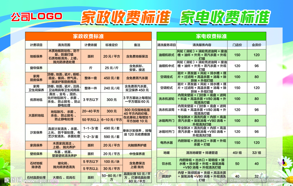家政收费标准