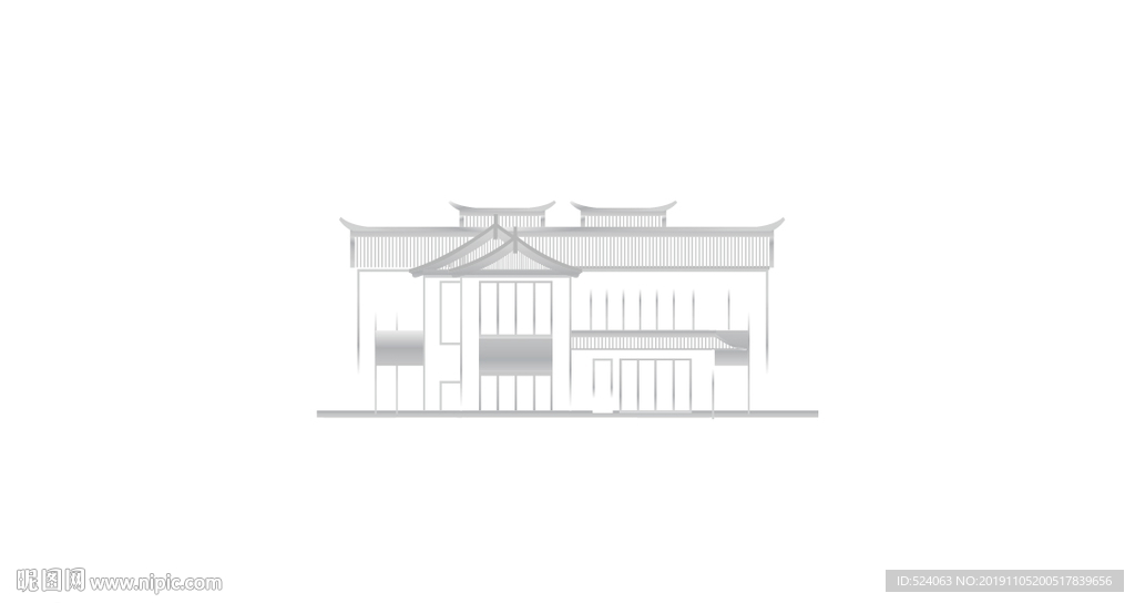 马头墙 徽派建筑 线描 线稿