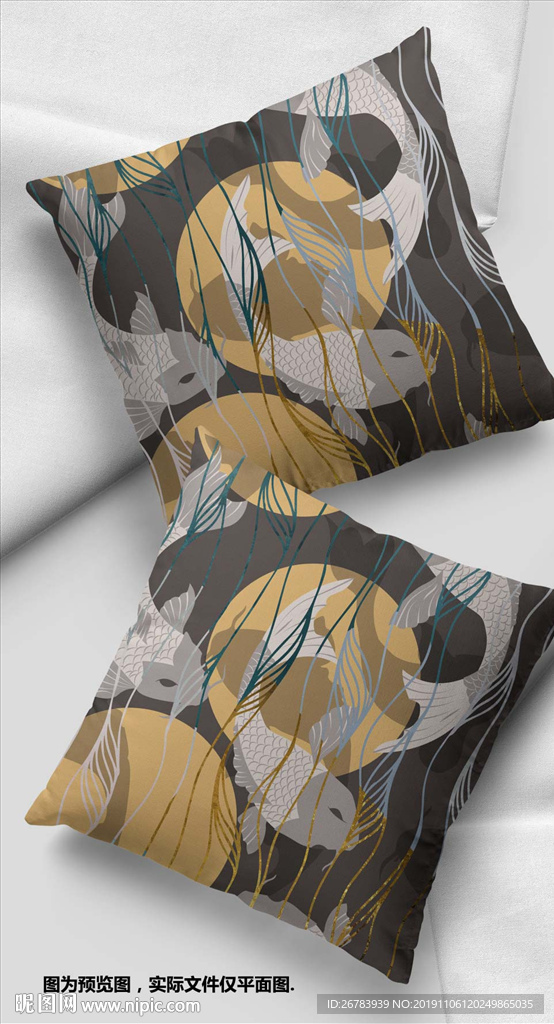 黑金几何创意抱枕图案设计