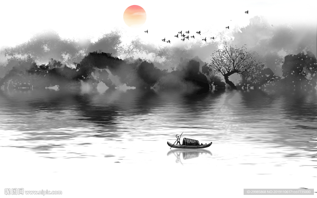 大气意境中式山水 tif分层