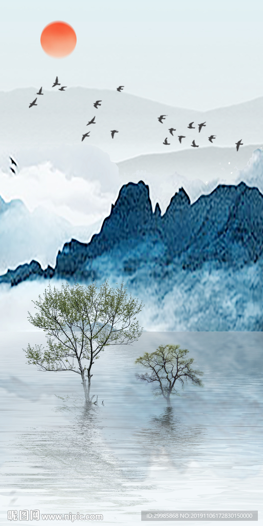 意境水墨玄关山水 tif分层