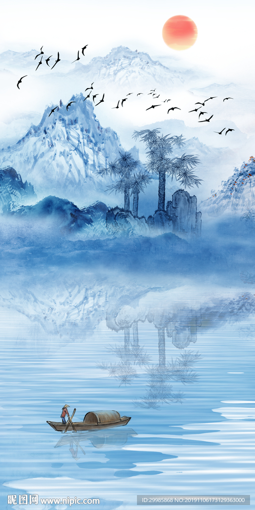大气水墨玄关山水 tif分层