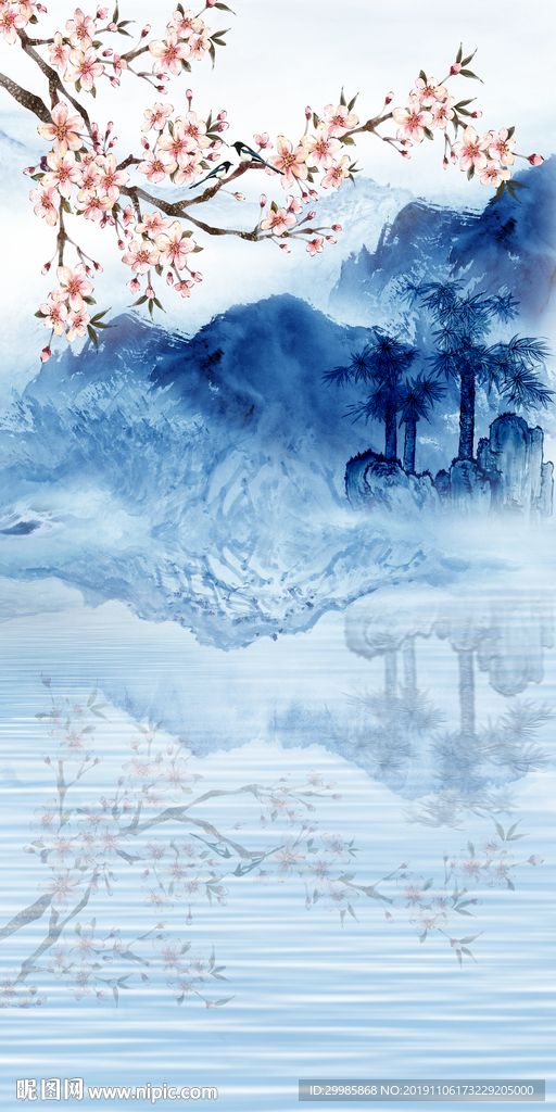 大气水墨玄关山水 tif分层