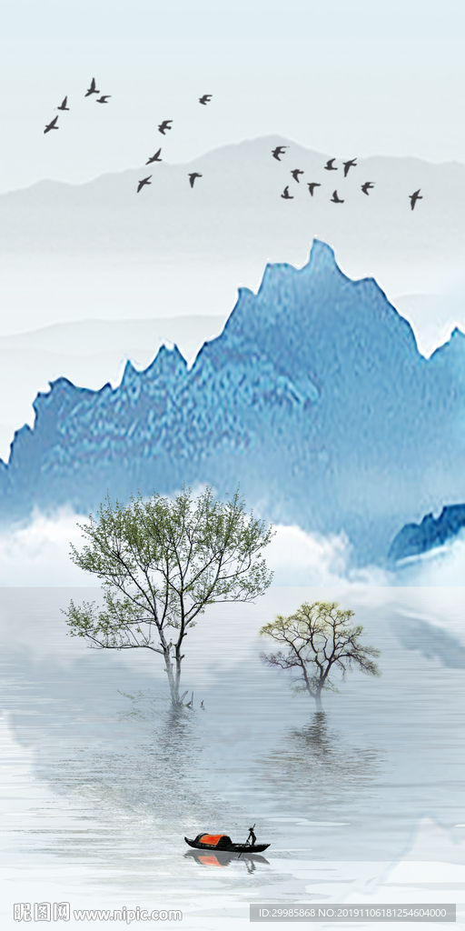 高清 水墨玄关山水 tif分层