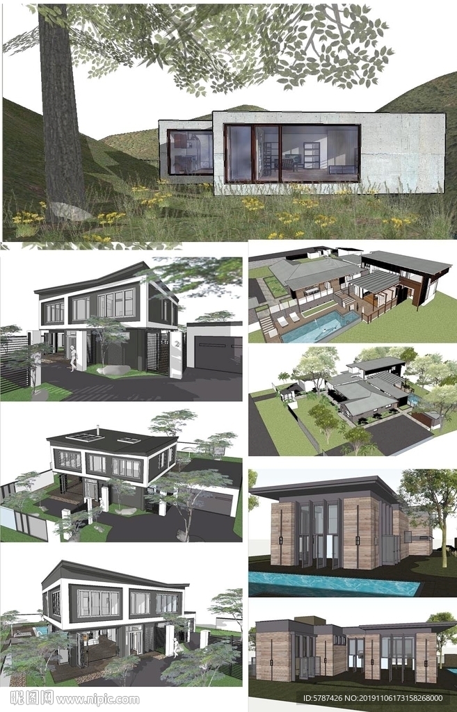 现代别墅建筑模型