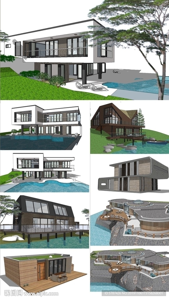 园林别墅建筑模型