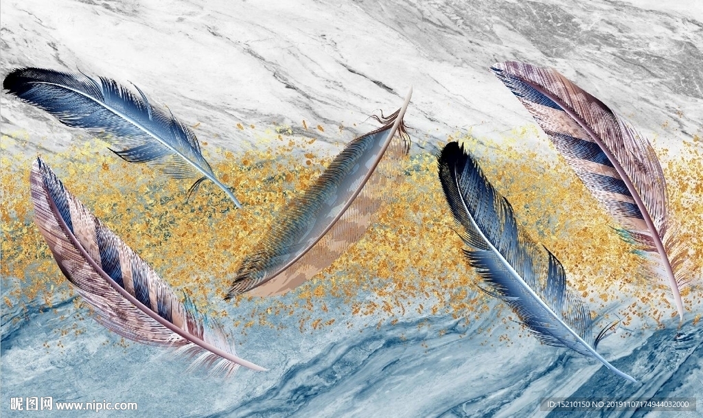 羽毛大理石电视背景墙