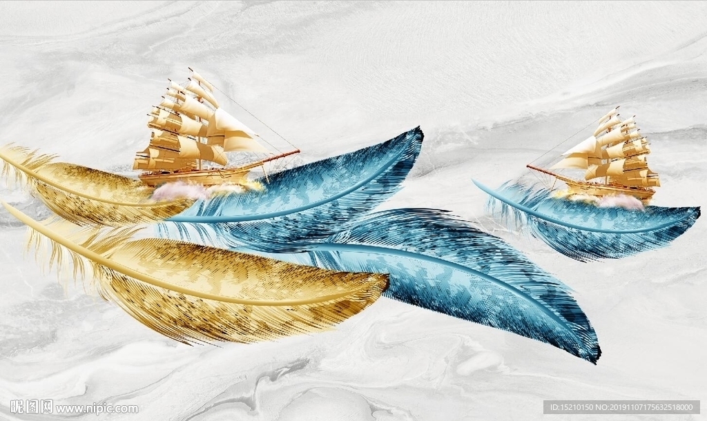 大理石羽毛电视背景墙