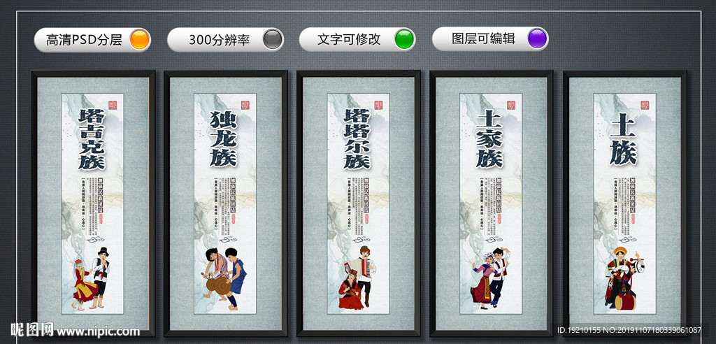 少数民族展板
