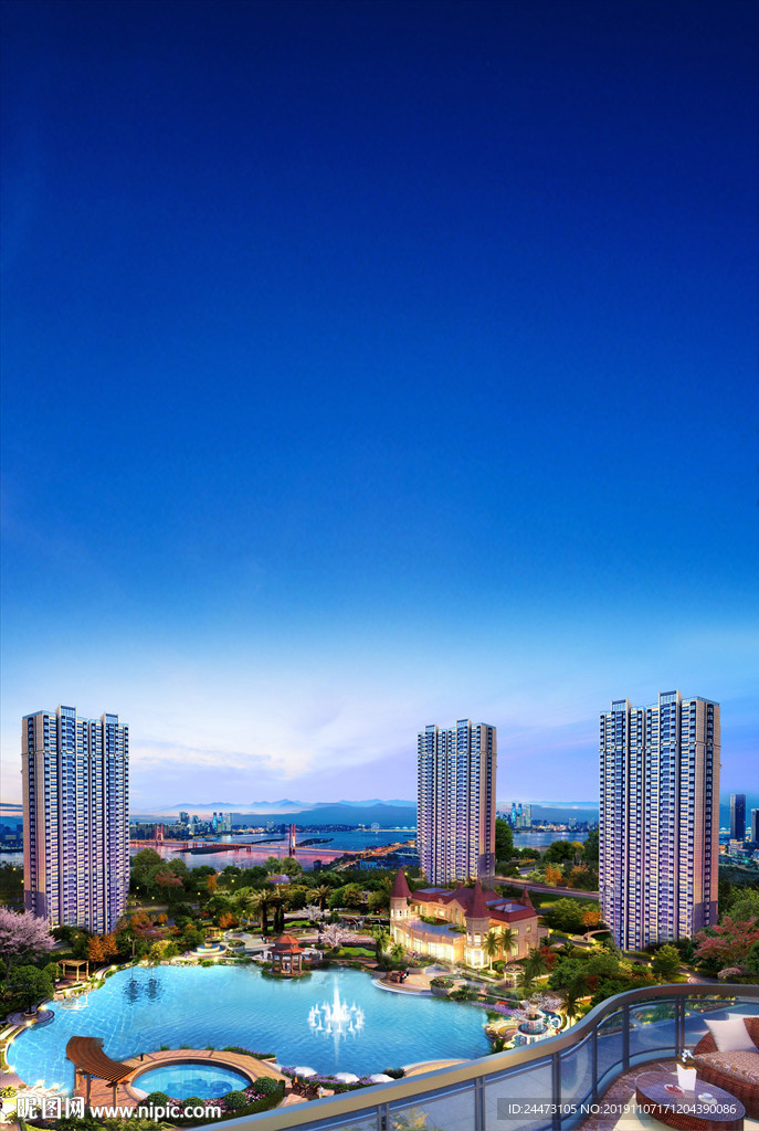 湖景湖水 繁华 湖景洋房 江景
