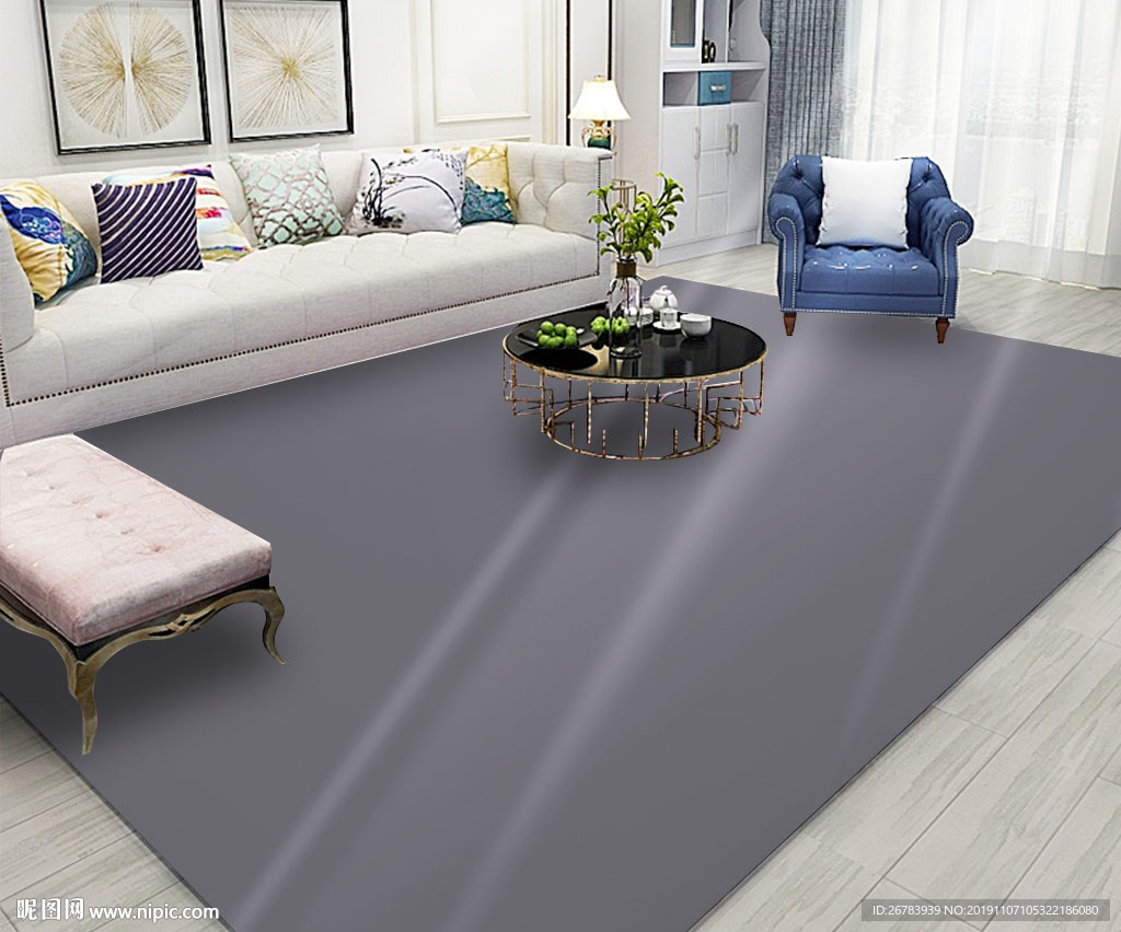 80平米家装地中海风格地毯客厅设计效果图_装信通网效果图