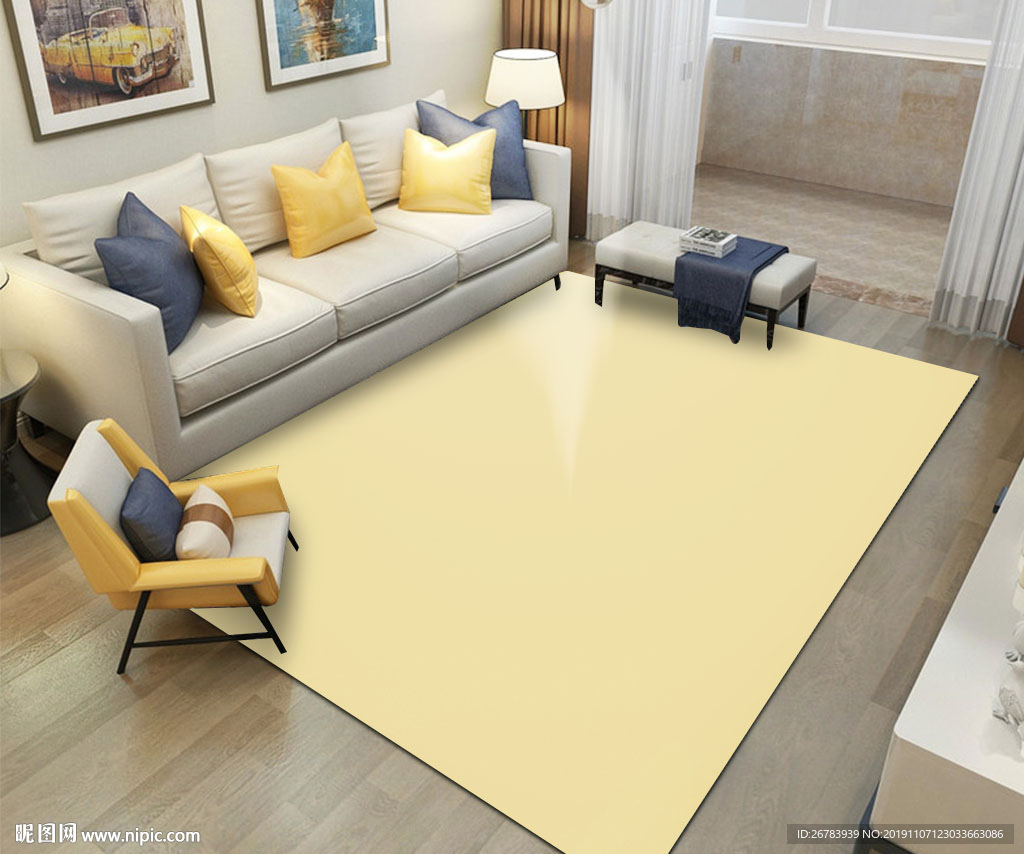 黄色客厅地毯样机