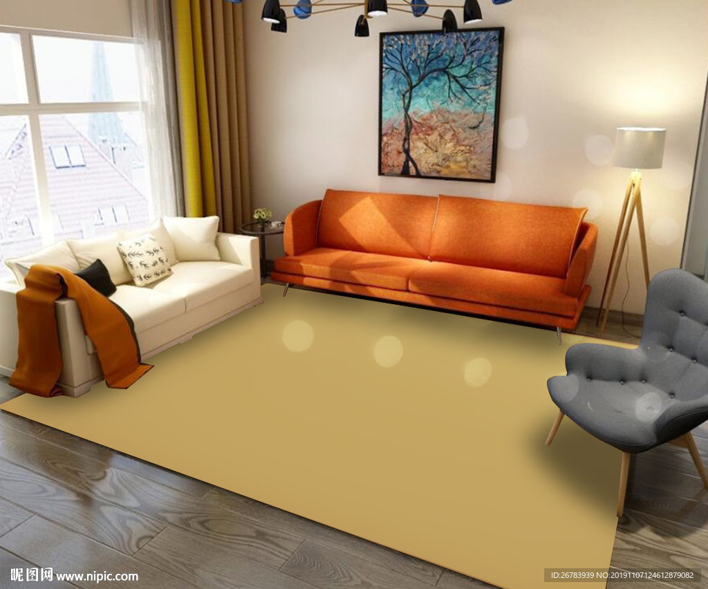 现代客厅地毯贴图