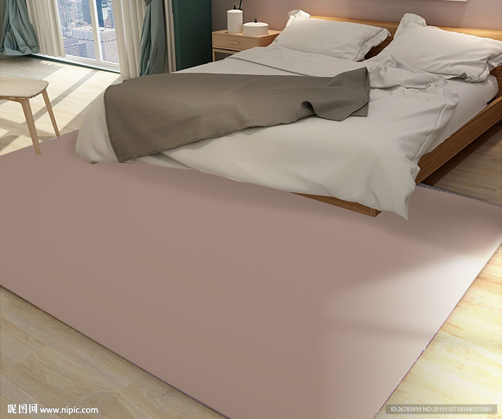 卧室床边地毯样机效果图