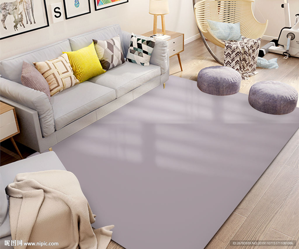 新中式风格客厅地毯样板房样板间案例效果图_威廉高尔(云织设)官网