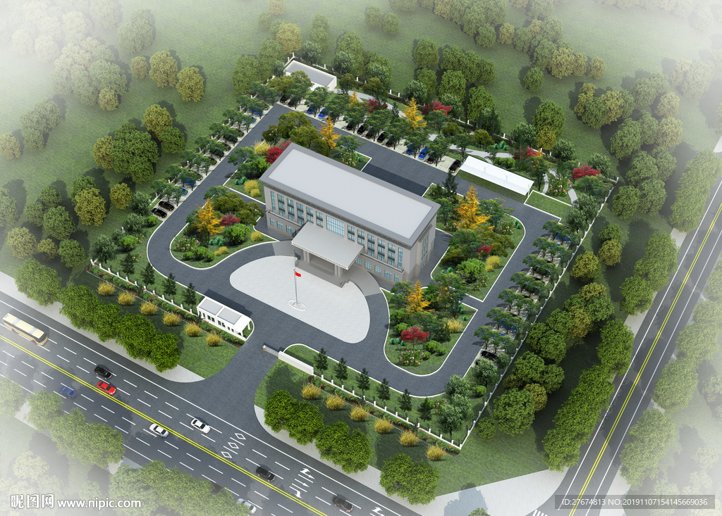 建筑景观绿化鸟瞰图psd