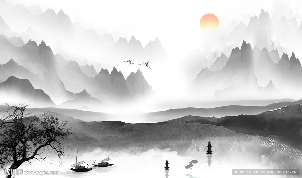 中国风山水背景