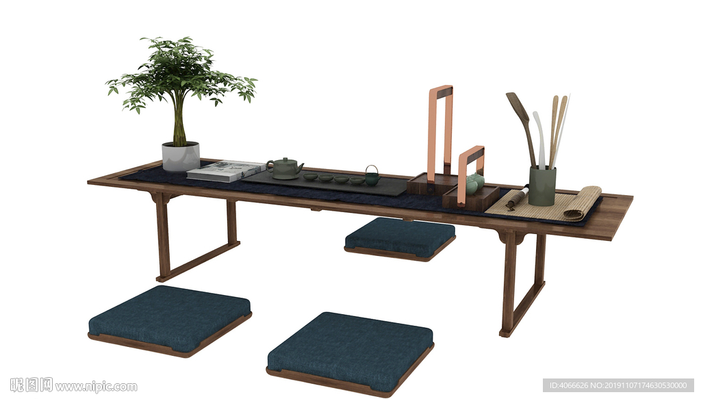 中式禅意茶桌3d模型