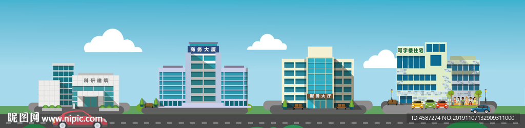 各行业矢量建筑群