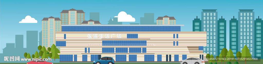张浦生活广场矢量建筑