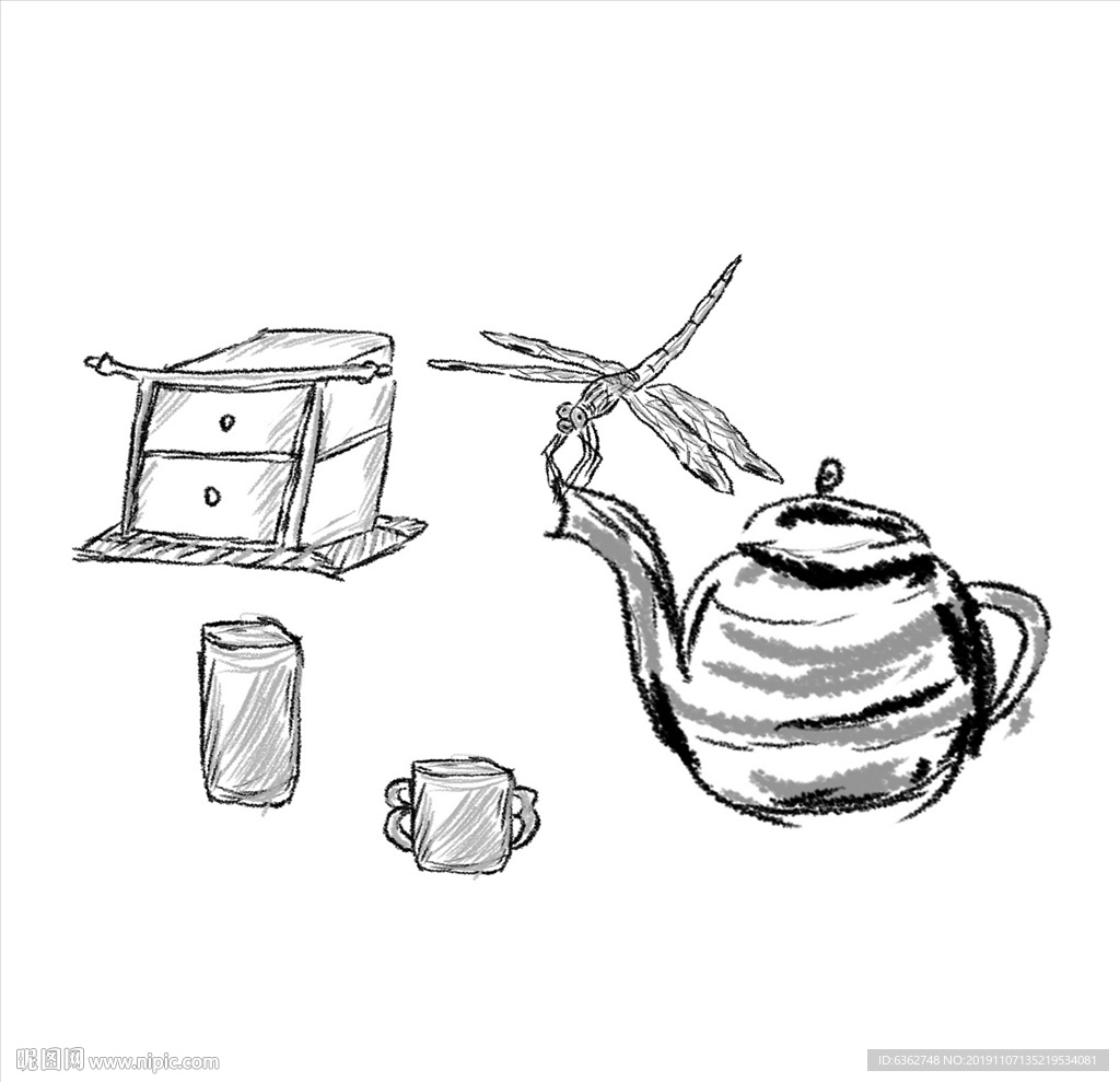 水墨茶壶