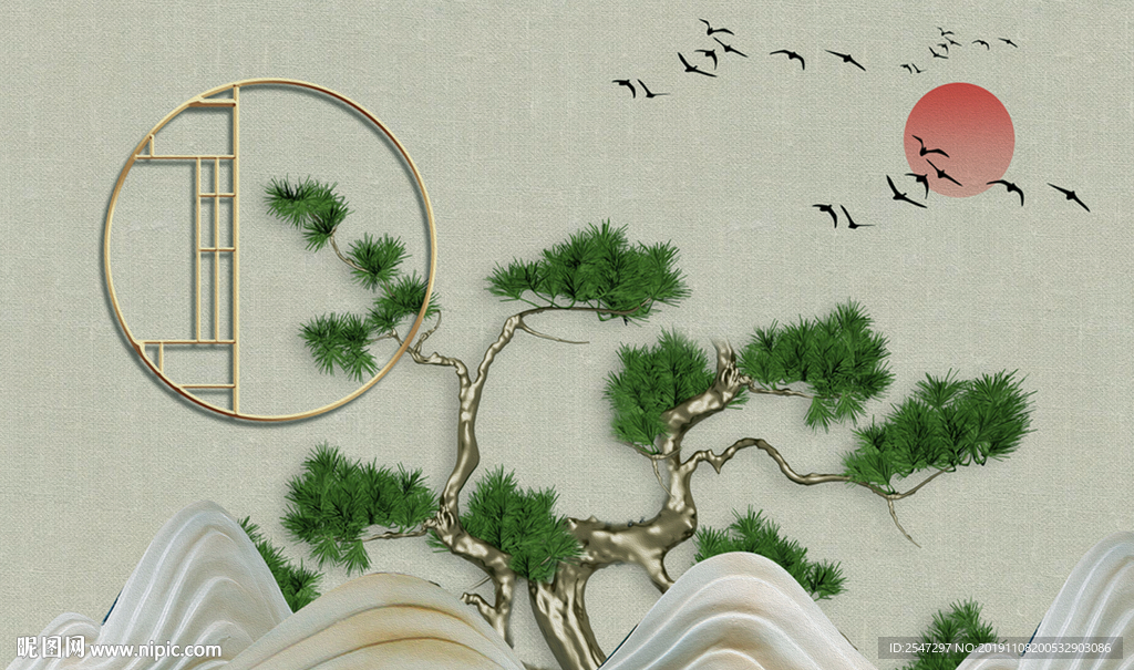 旭日背景墙