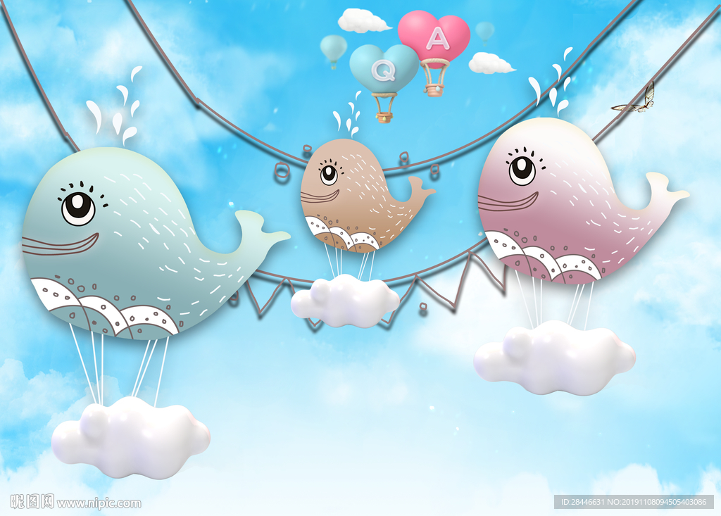 卡通儿童房背景墙