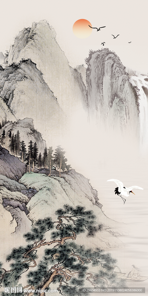 精美中国风山水画 TIF分层