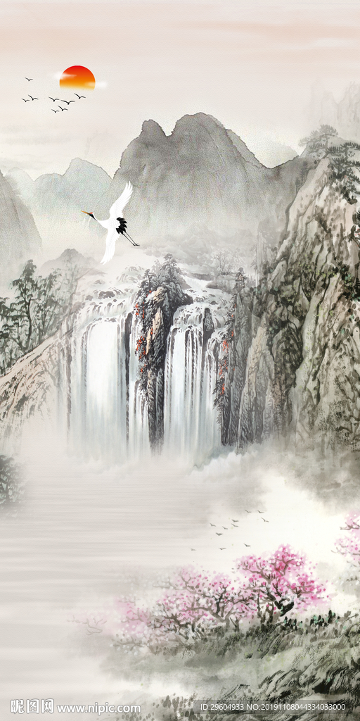 国画中国风山水画 TIF分层