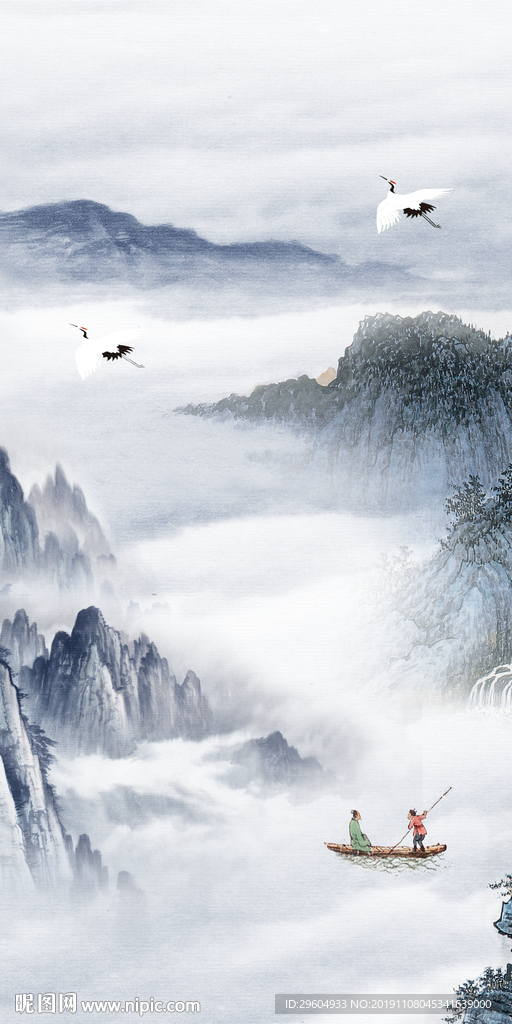 水墨中国风山水画 TIF分层