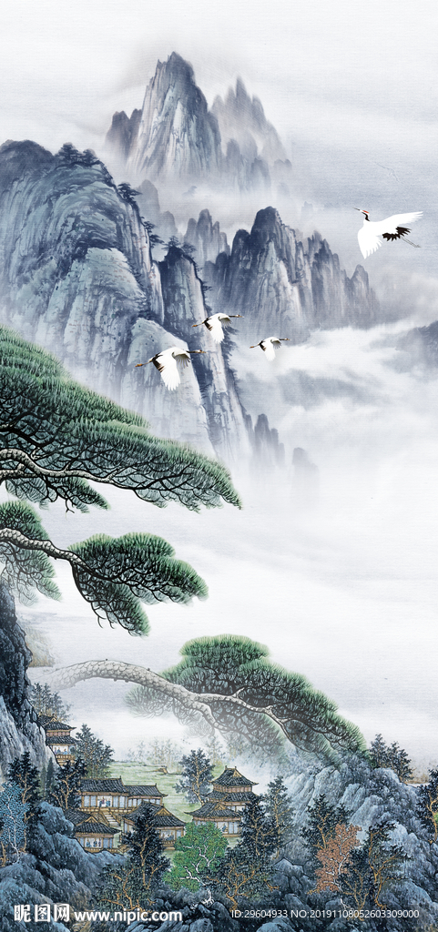 国画玄关山水新画 TIF分层