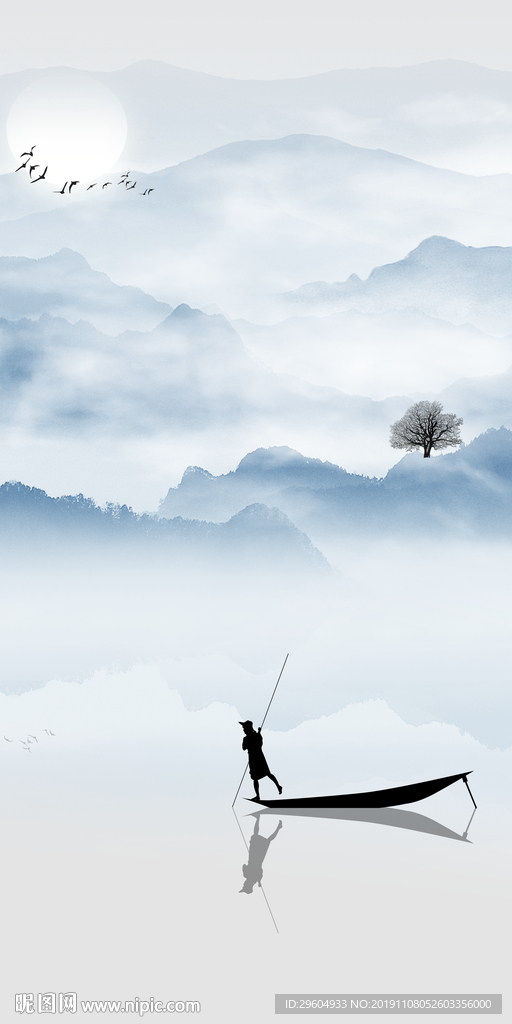 现代玄关山水新画 TIF分层