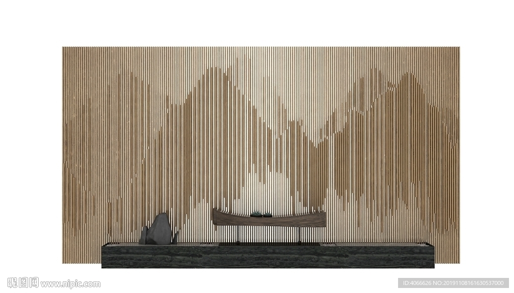 中式禅意格栅3d模型