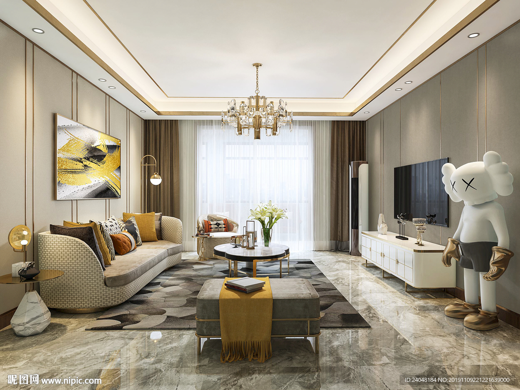 轻奢极简定制客厅