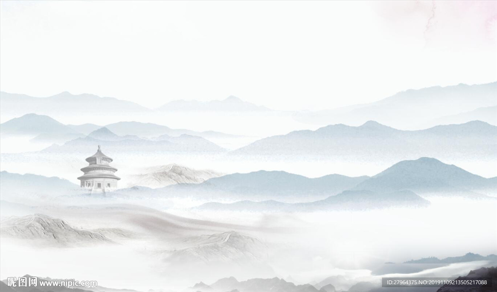 中式水墨山水电视背景墙