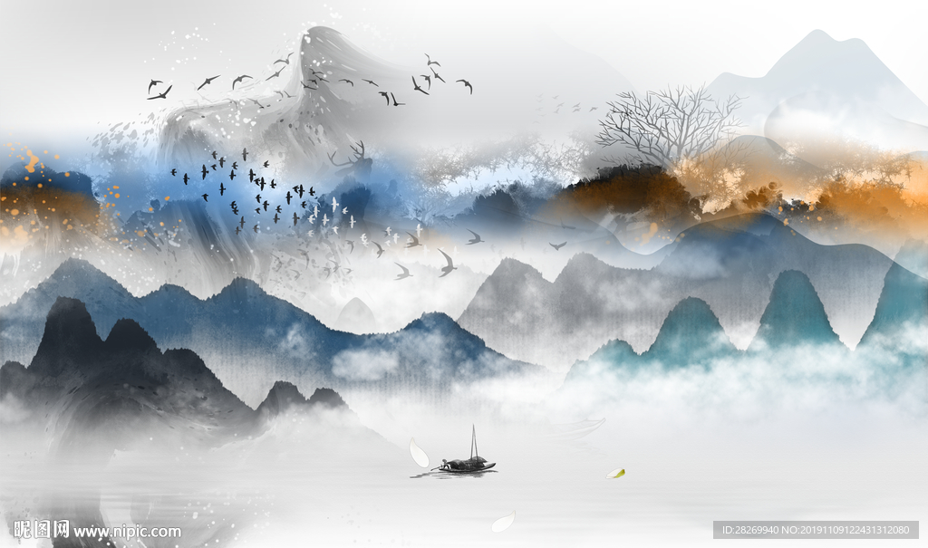 抽象水墨山