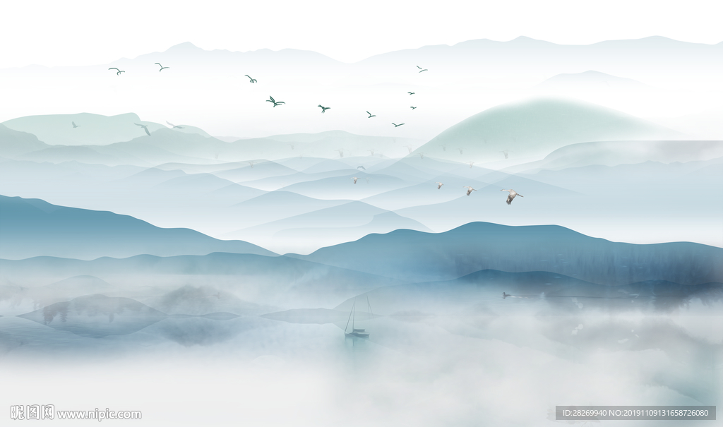 意境水墨山