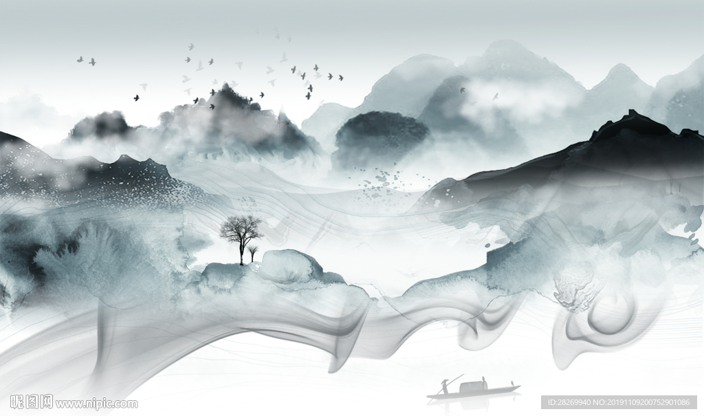 远山水墨画