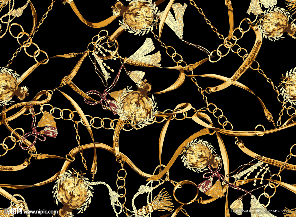 数码 印花 大牌花 金属链条