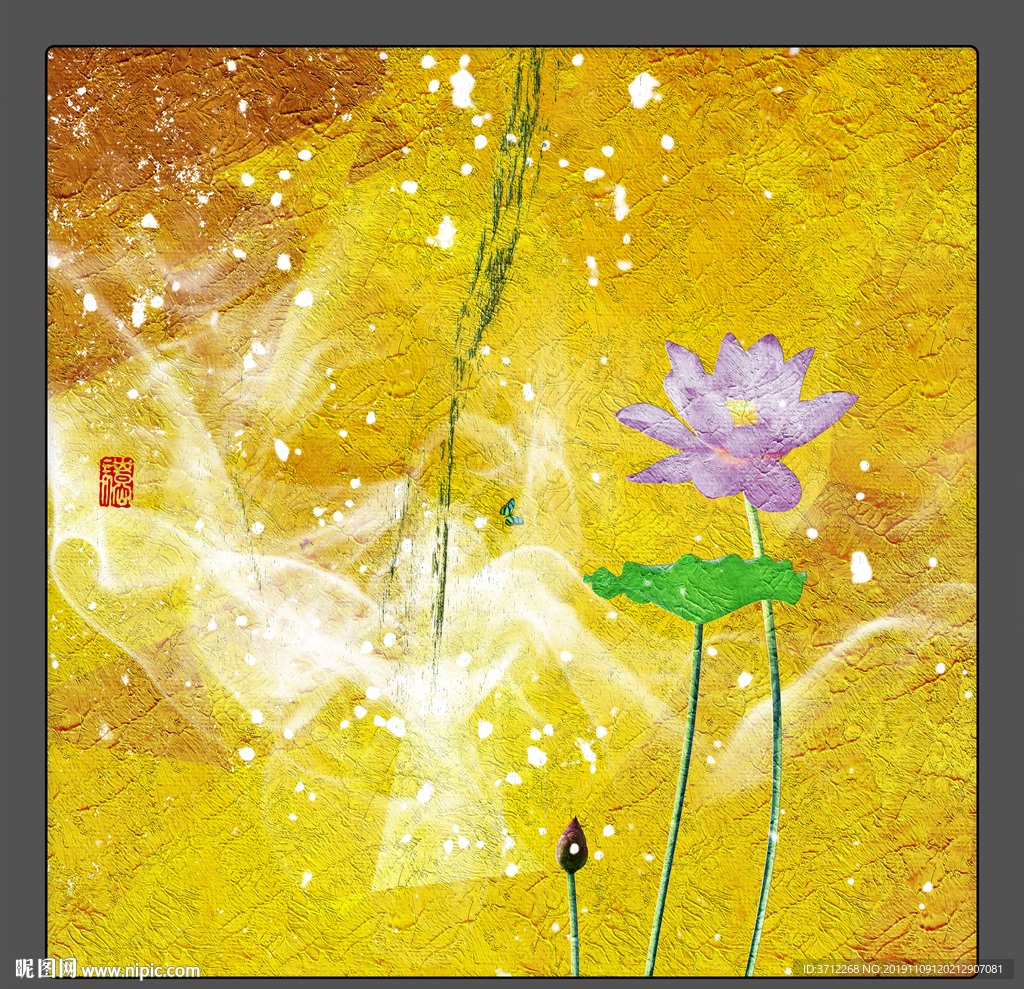 荷花屏风画