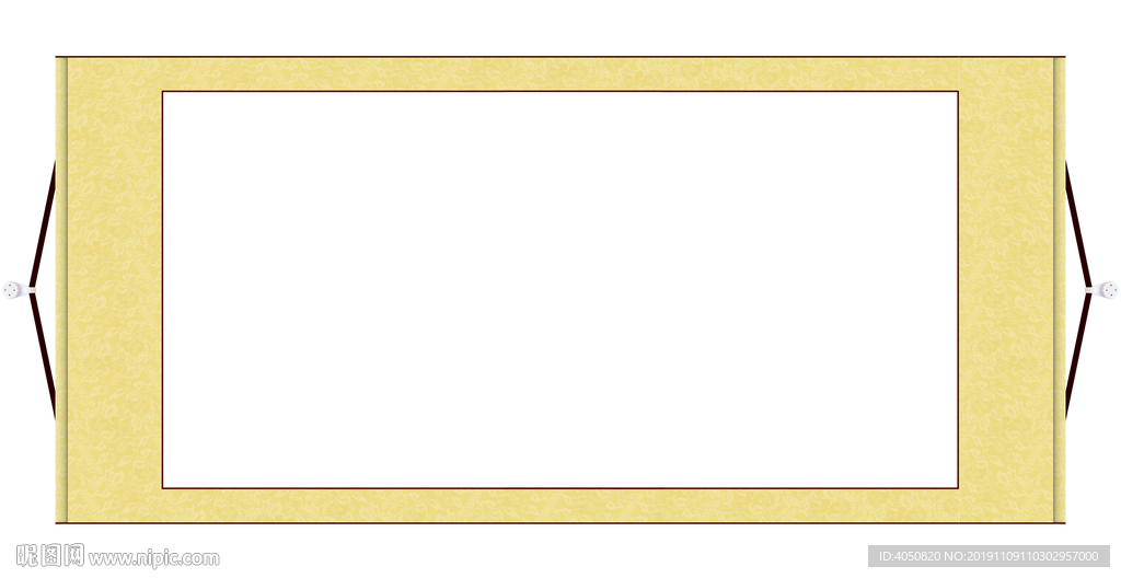 挂轴米黄色竖幅高清分层图
