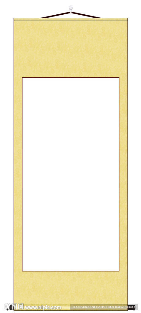 挂轴米黄色竖幅高清分层图